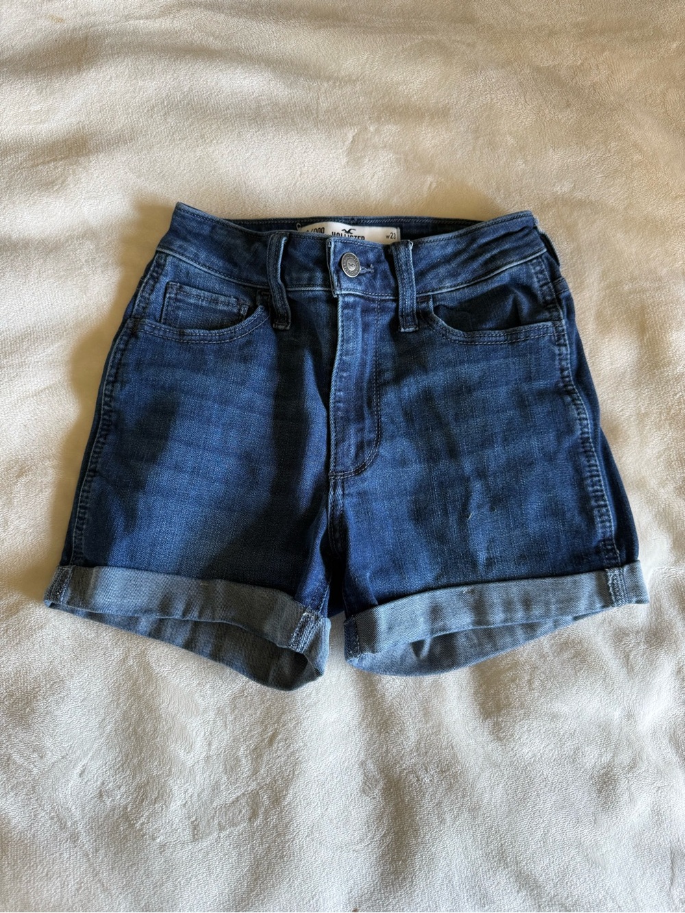 Hollister Dark Blue Rolled-Hem Denim Shorts